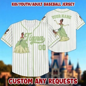 Personalized DN Princess Baseball Jersey, Personalized Kids and Adult DN Gift, Unisex Fan Apparel