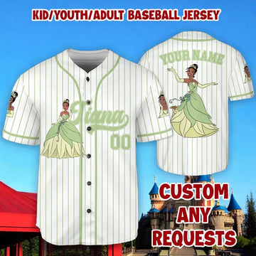 Personalized DN Princess Baseball Jersey, Personalized Kids and Adult DN Gift, Unisex Fan Apparel