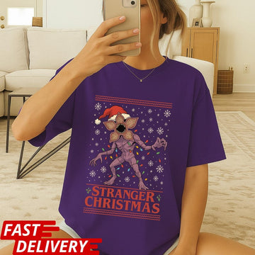 ST Christmas Shirt, Demogorgon Xmas Tee, Ugly Christmas Sweater Style, Stranger Christmas T-Shirt, Horror Holiday Shirt