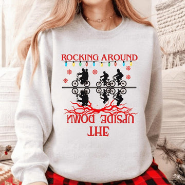 Rocking Around Upside Down Xmas Sweatshirt, Rocking Around Christmas Ctrewneck Sweater, Merry Upside Down, Sci-Fi Xmas Things Fans Top
