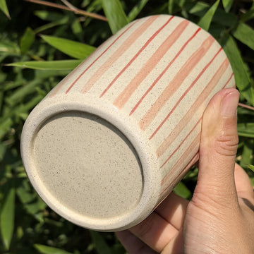 Litzzy - Pink Striped Ceramic Travel Mug