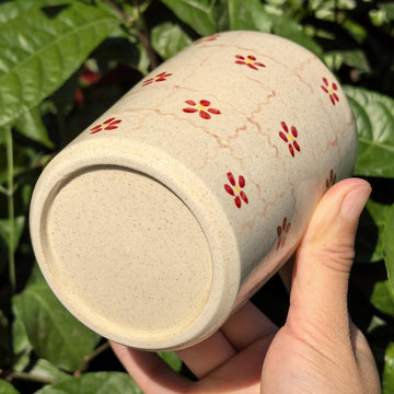 Litzzy - Floral Grid Ceramic Travel Mug