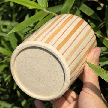 Litzzy - Brown Striped Ceramic Travel Mug