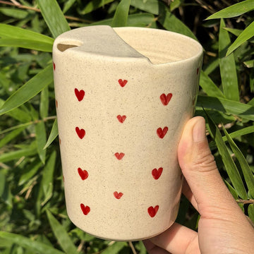 Litzzy - Red Heart Ceramic Travel Mug