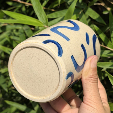 Litzzy - Modern Abstract Striped Ceramic Travel Mug