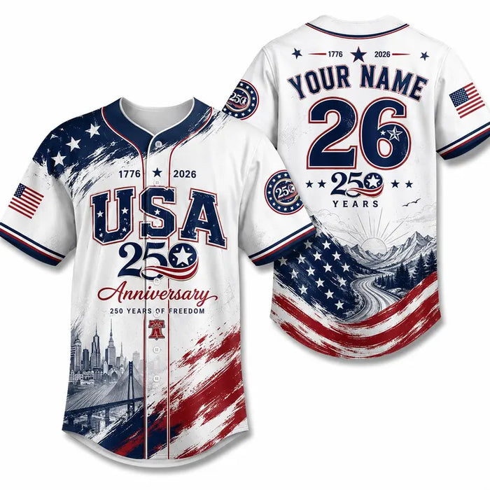Celebrate USA 250 Years Of Freedom - Personalized Baseball Jersey - Gift For Patriots