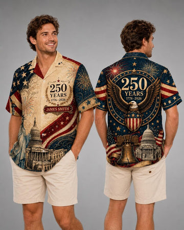 America 250 Years Of Freedom Patriotic Eagle - Personalized Hawaiian Shirt - Gift For Men, Patriots - image 2