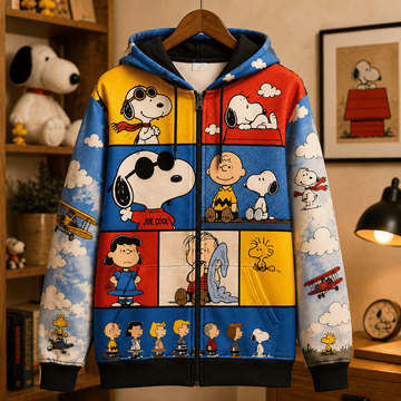 Classic P-nust Zip Hoodie – Retro Cartoon Full Zip Sweatshirt-TN2209261802