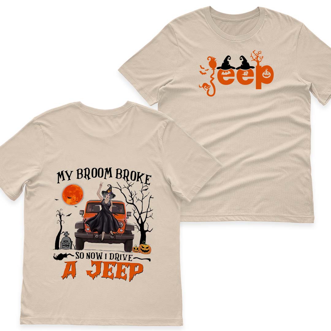 Halloween Witch My Broom Broke So Now I Drive A Jeep T-Shirt Hoodie Supler Store