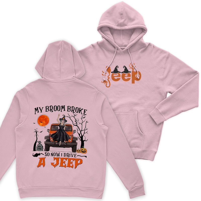 Halloween Witch My Broom Broke So Now I Drive A Jeep T-Shirt Hoodie Supler Store