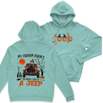 Halloween Witch My Broom Broke So Now I Drive A Jeep T-Shirt Hoodie