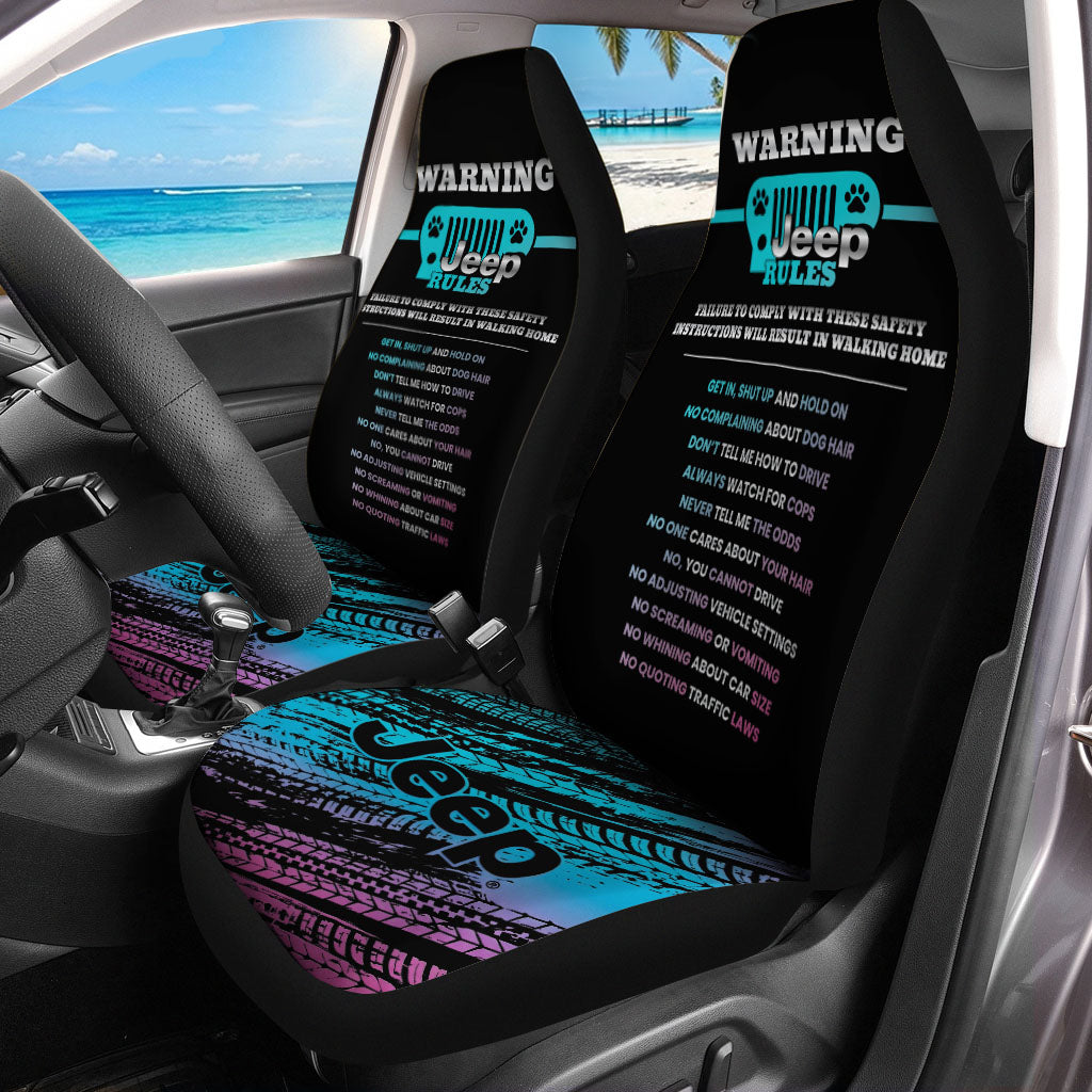 Warning Jeep Rules Car Seat Covers Set Of 2