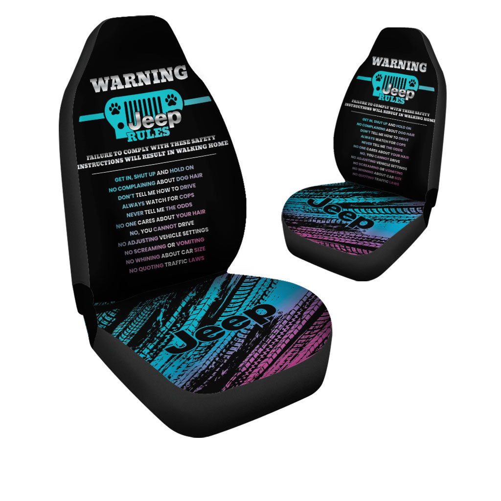 Warning Jeep Rules Car Seat Covers Set Of 2