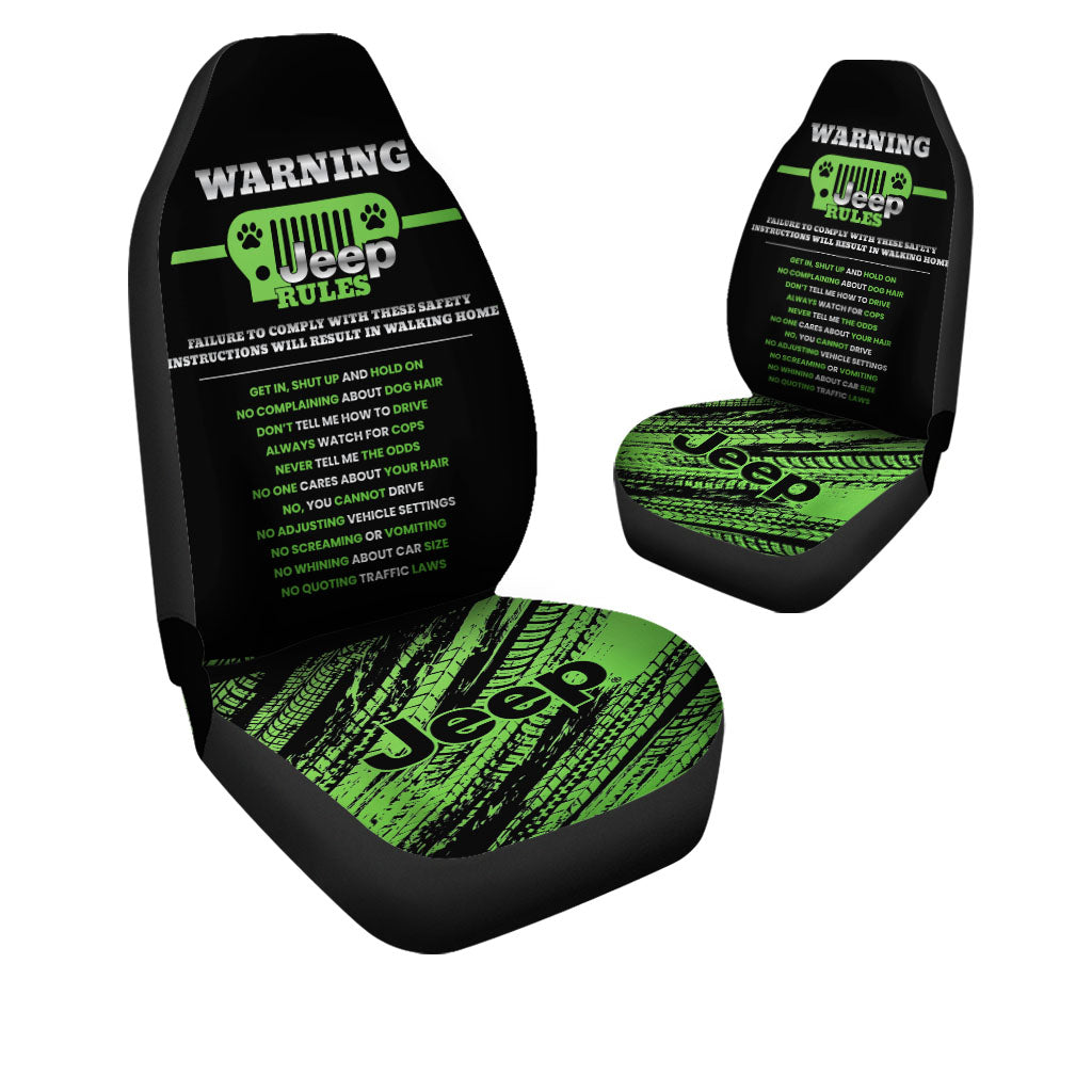 Warning Jeep Rules Car Seat Covers Set Of 2