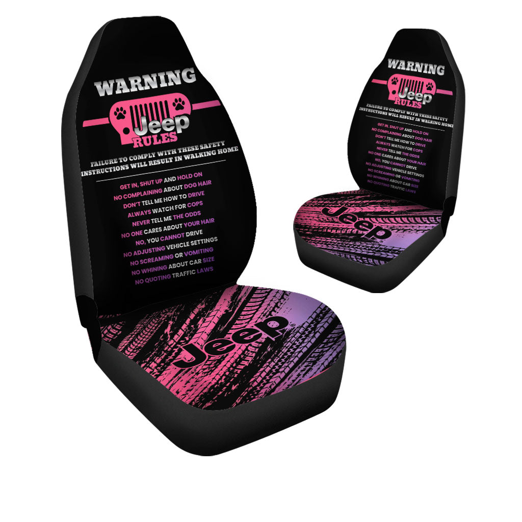 Warning Jeep Rules Car Seat Covers Set Of 2