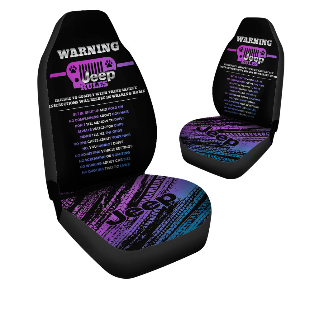 Warning Jeep Rules Car Seat Covers Set Of 2