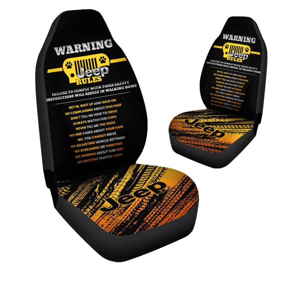 Warning Jeep Rules Car Seat Covers Set Of 2