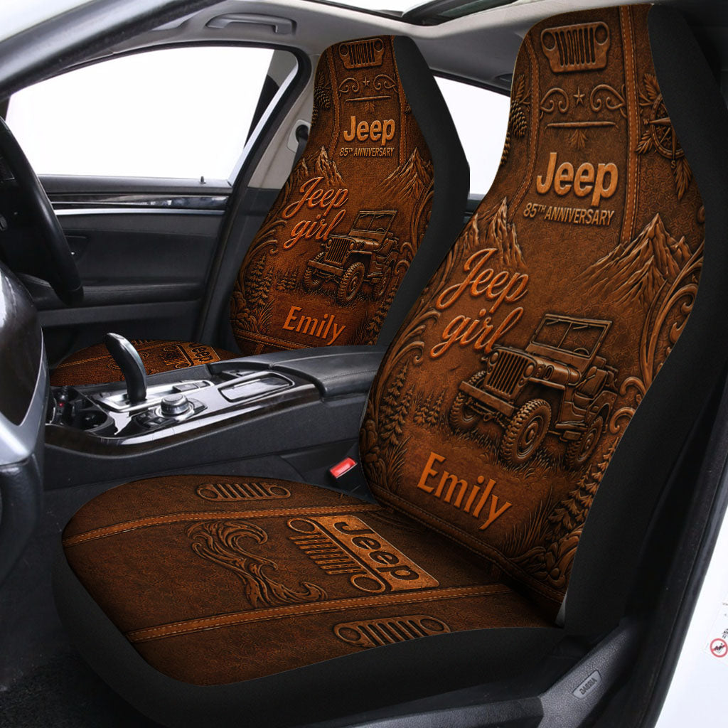 Jeep Girl 85th Anniversary Personalized Seat Covers Set Of 2