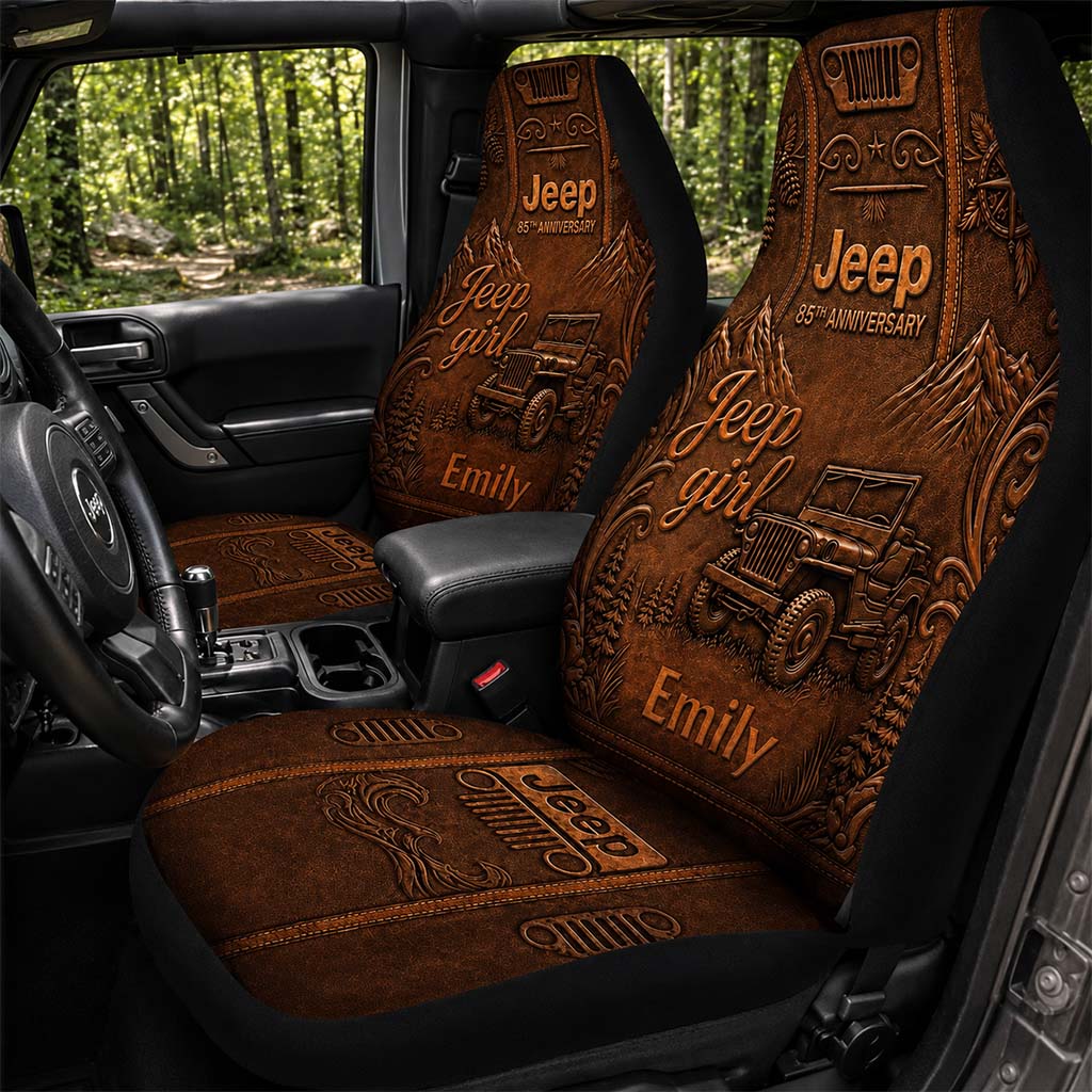 Jeep Girl 85th Anniversary Personalized Seat Covers Set Of 2