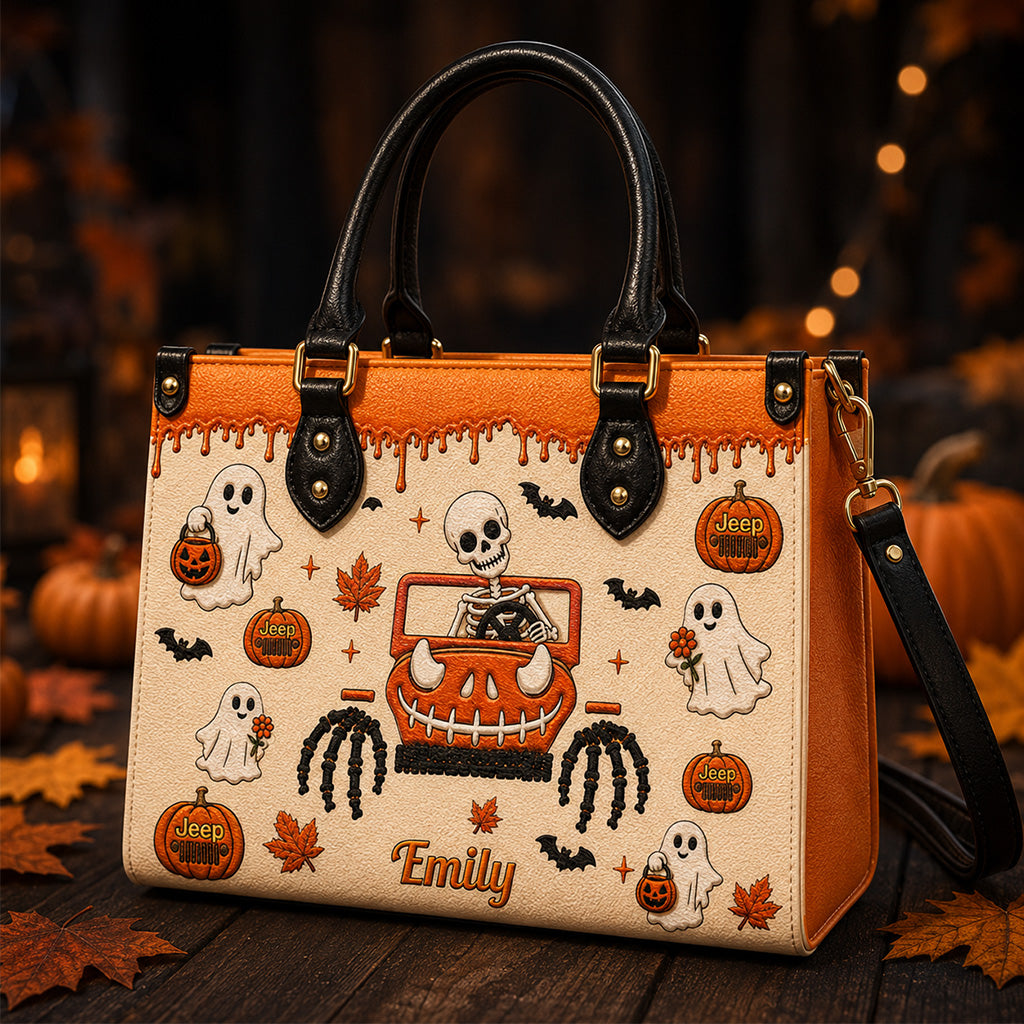 Jeep Halloween Spooky Vibe Personalized Leather Handbag-DN2808261125