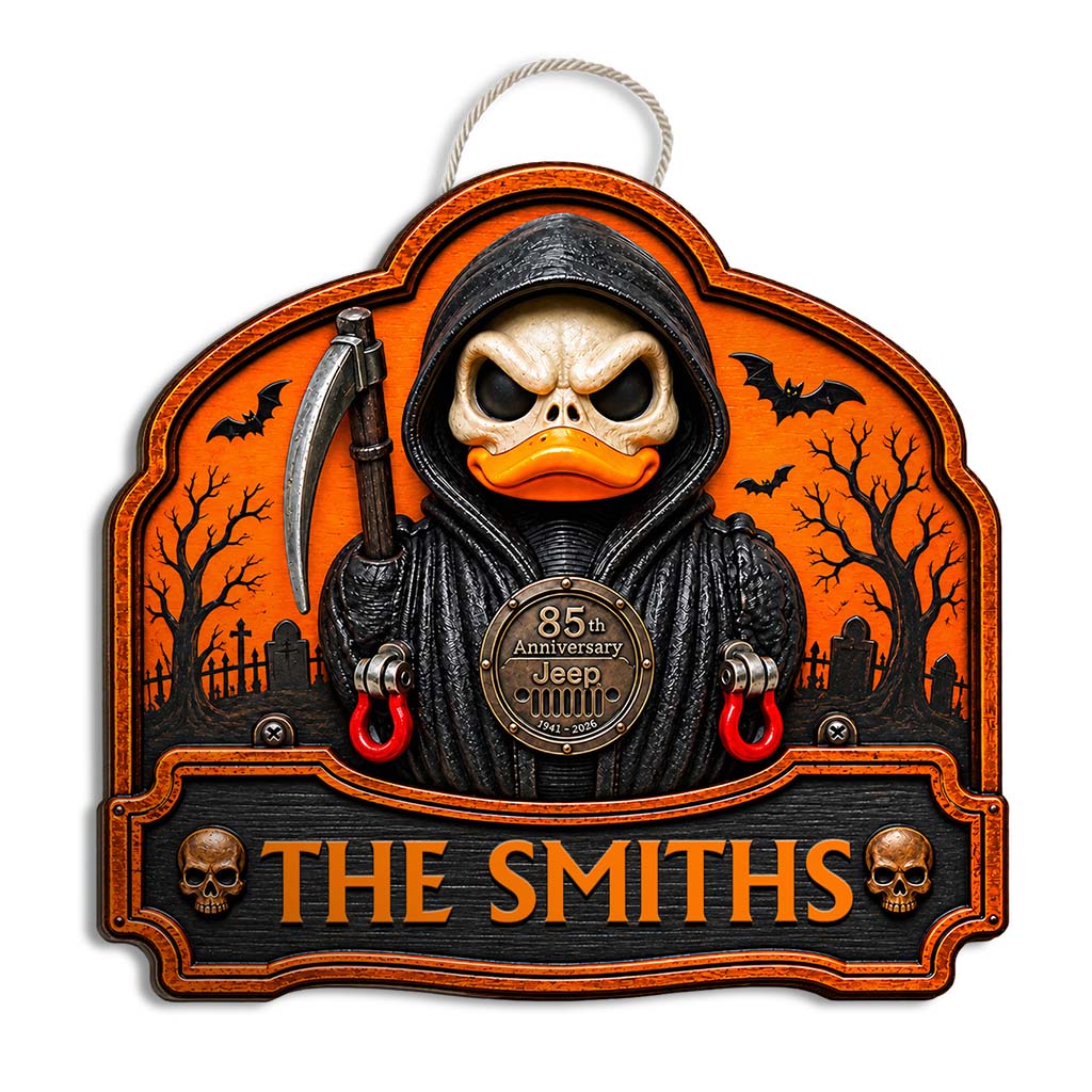 Halloween Grim Reaper Jeep 85th Anniversary Personalized Wood Sign-DN2808260950