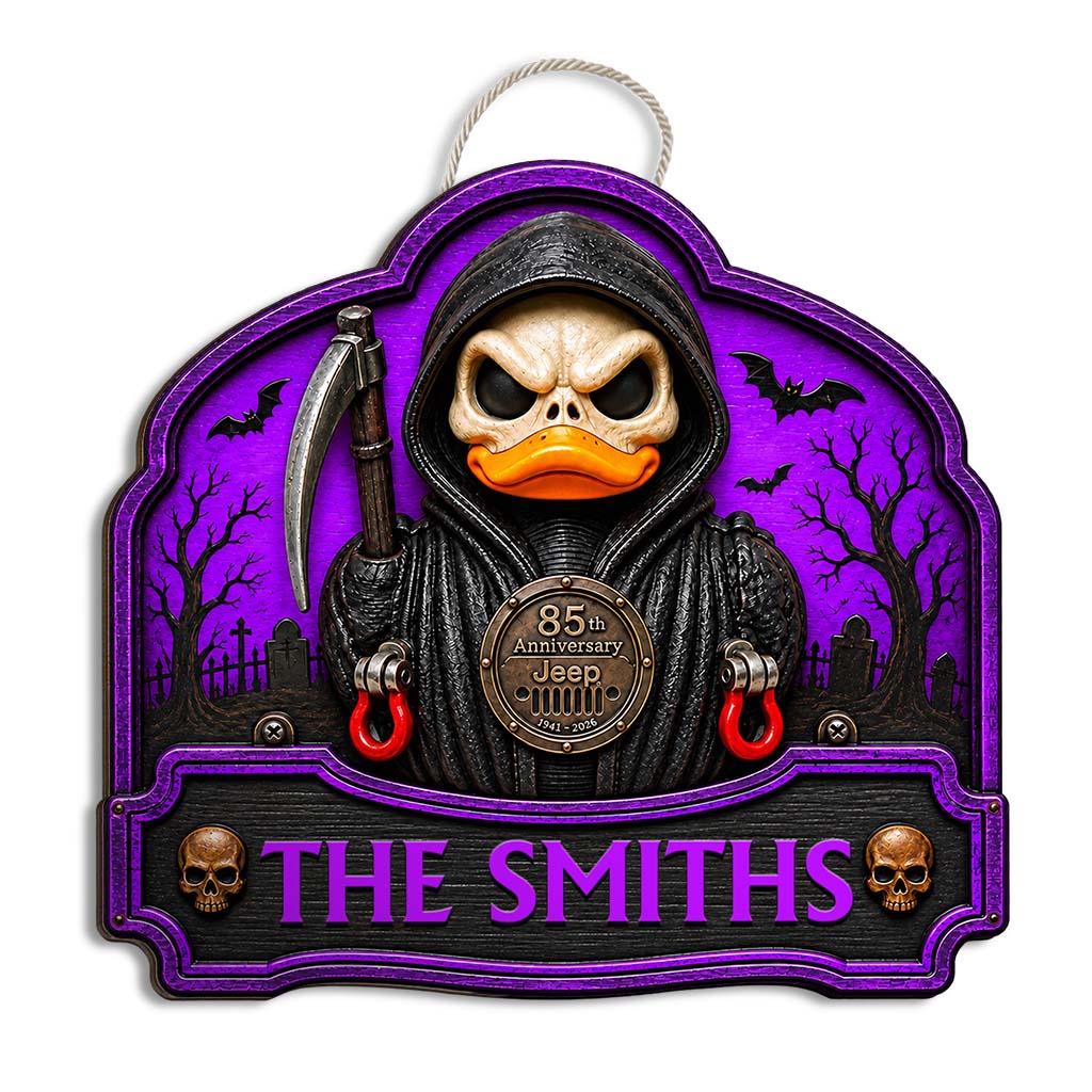 Halloween Grim Reaper Jeep 85th Anniversary Personalized Wood Sign-DN2808260950
