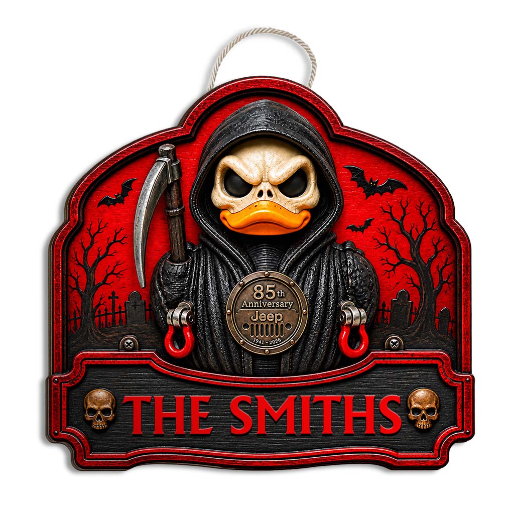 Halloween Grim Reaper Jeep 85th Anniversary Personalized Wood Sign-DN2808260950