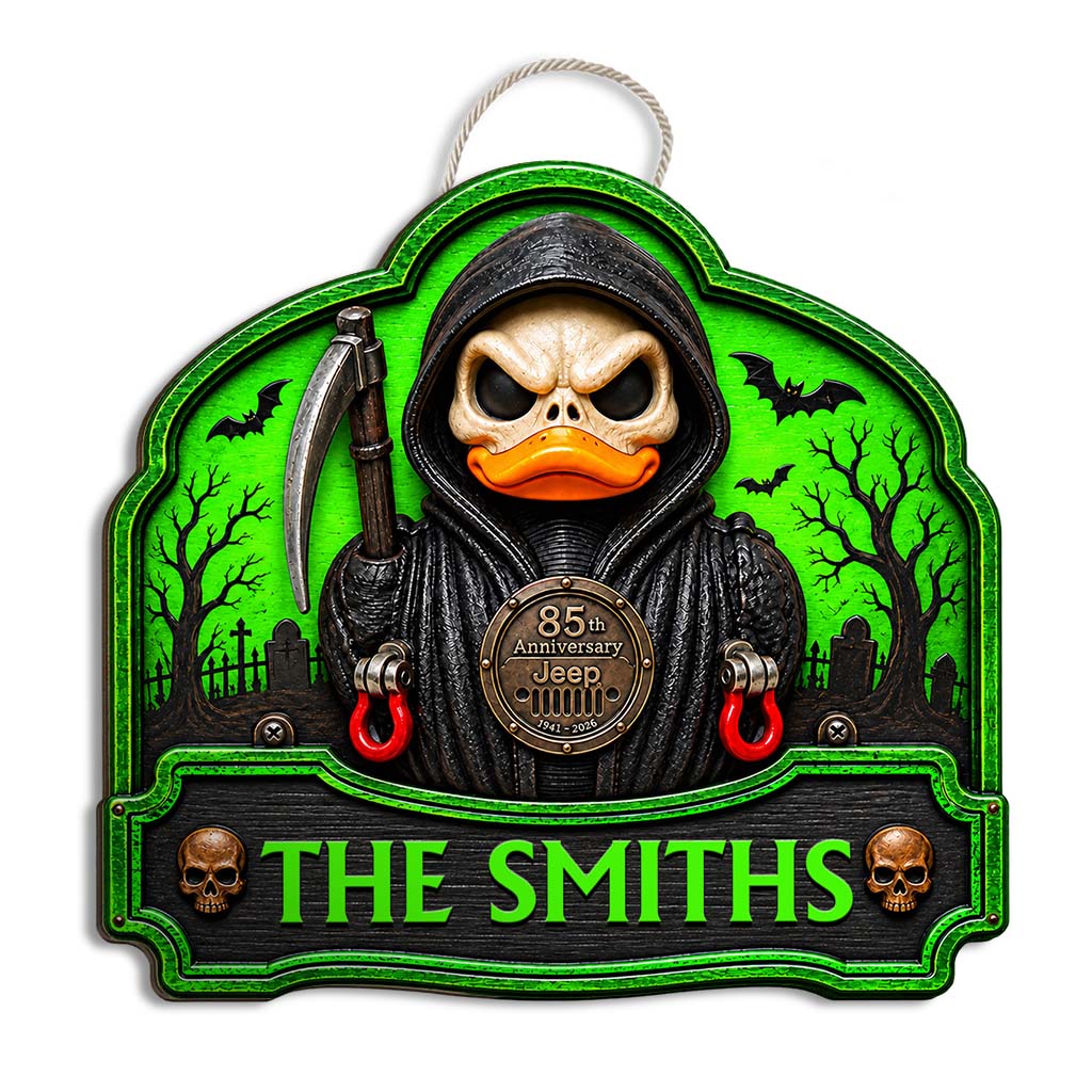 Halloween Grim Reaper Jeep 85th Anniversary Personalized Wood Sign-DN2808260950