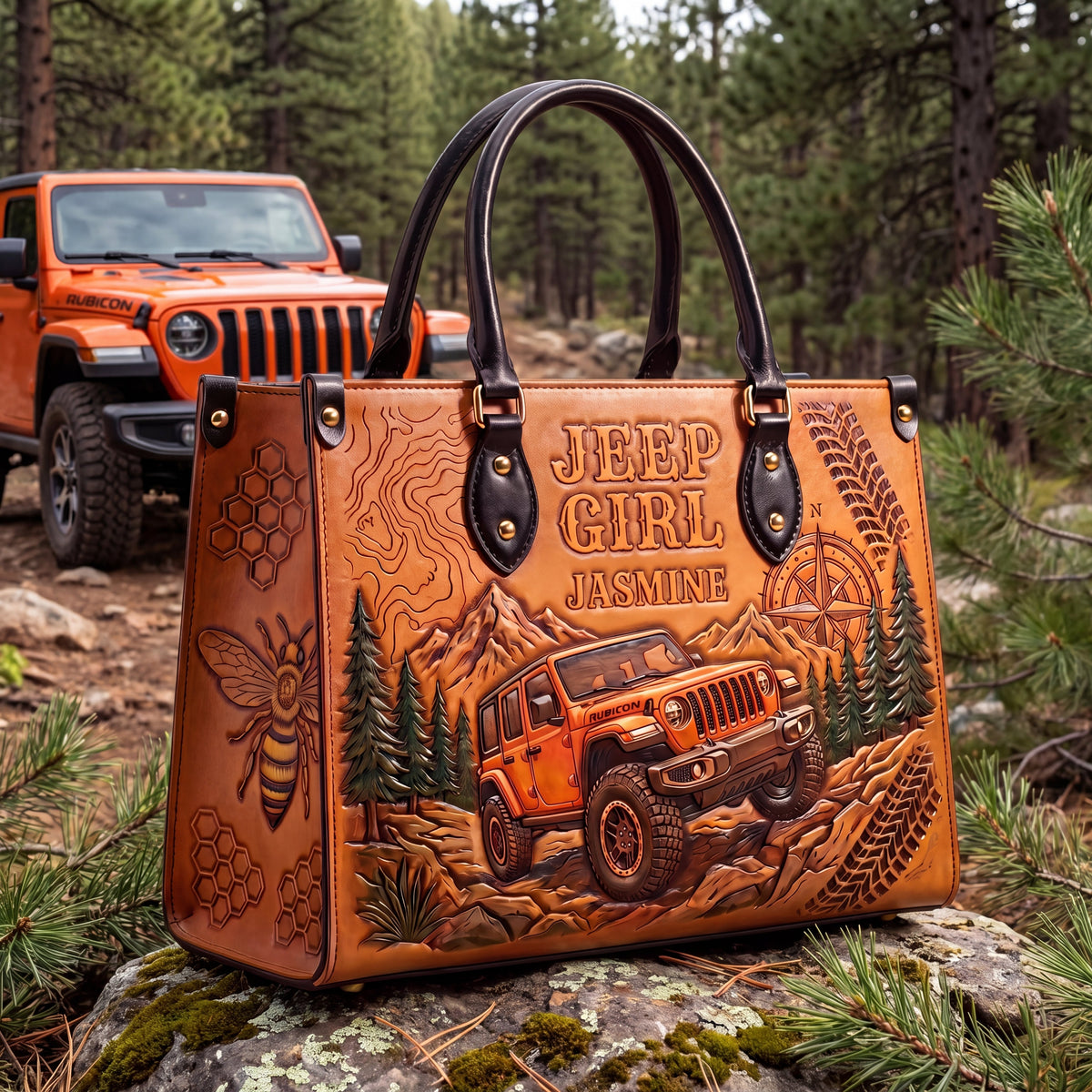 Jeep & Bee Personalized Leather Bag + Free Wallet TN2407261405