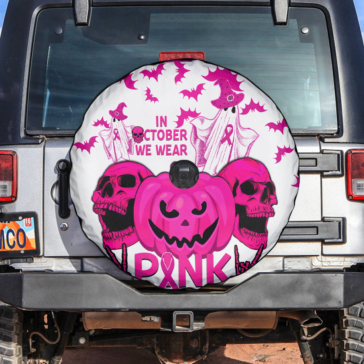 in-october-we-wear-pink-breast-cancer-spare-tire-cover-halloween-skull-with-pumkin-white-version