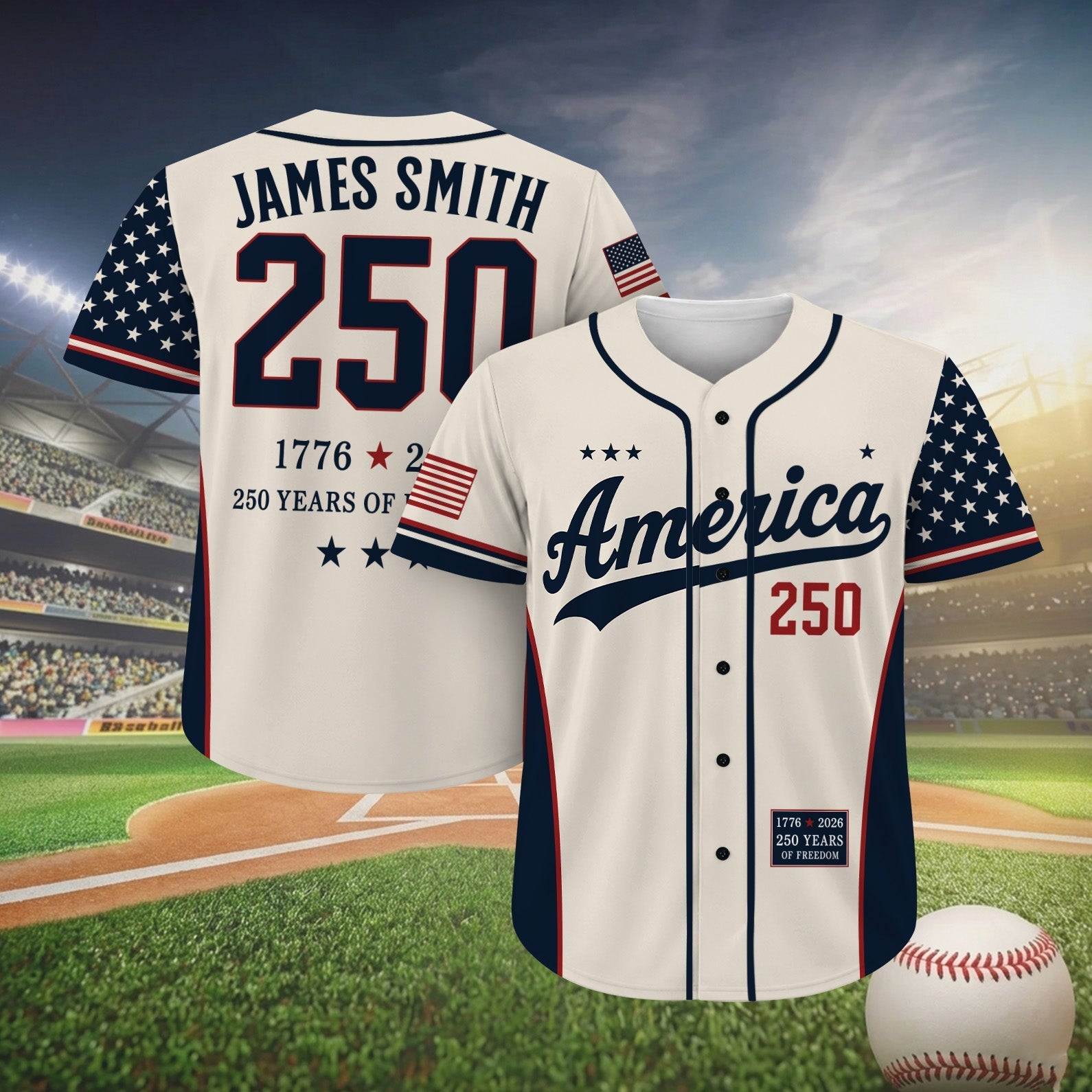 Custom Name Number Patriotic 4th of July - Personalized Baseball Jersey - Gift For Patriots