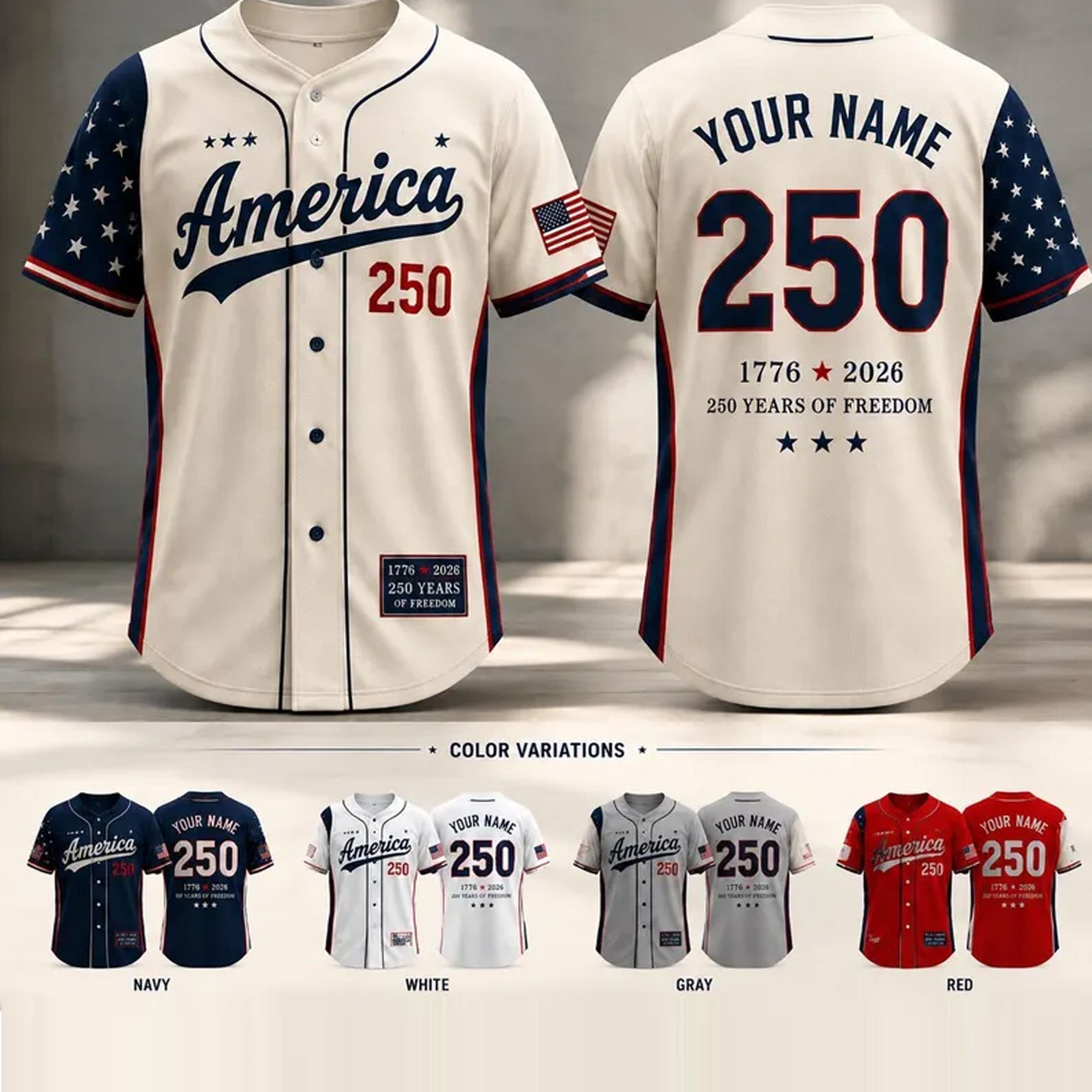 Custom Name Number Patriotic 4th of July - Personalized Baseball Jersey - Gift For Patriots