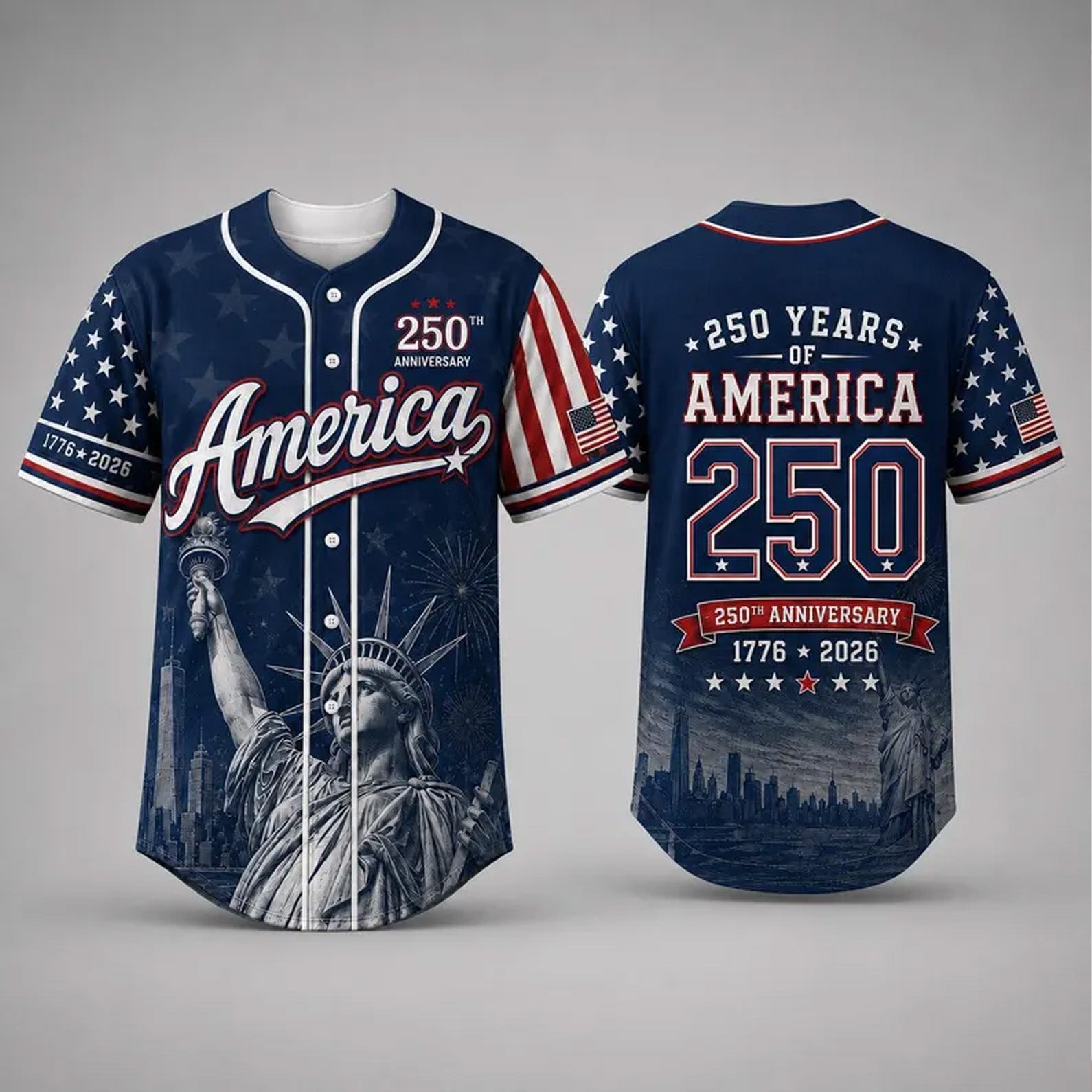 250 Years Of America Statue Of Liberty - Baseball Jersey - Gift For Patriots HN02