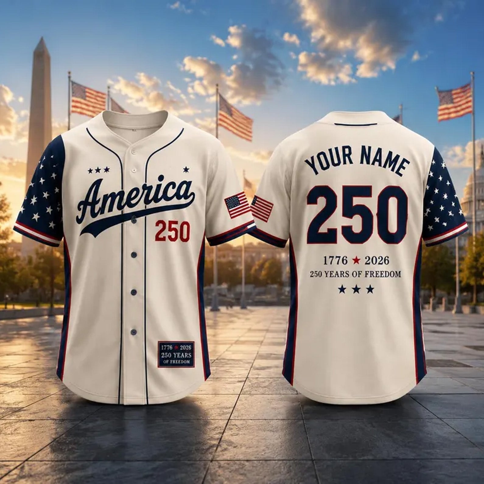 Custom Name Number Patriotic 4th of July - Personalized Baseball Jersey - Gift For Patriots