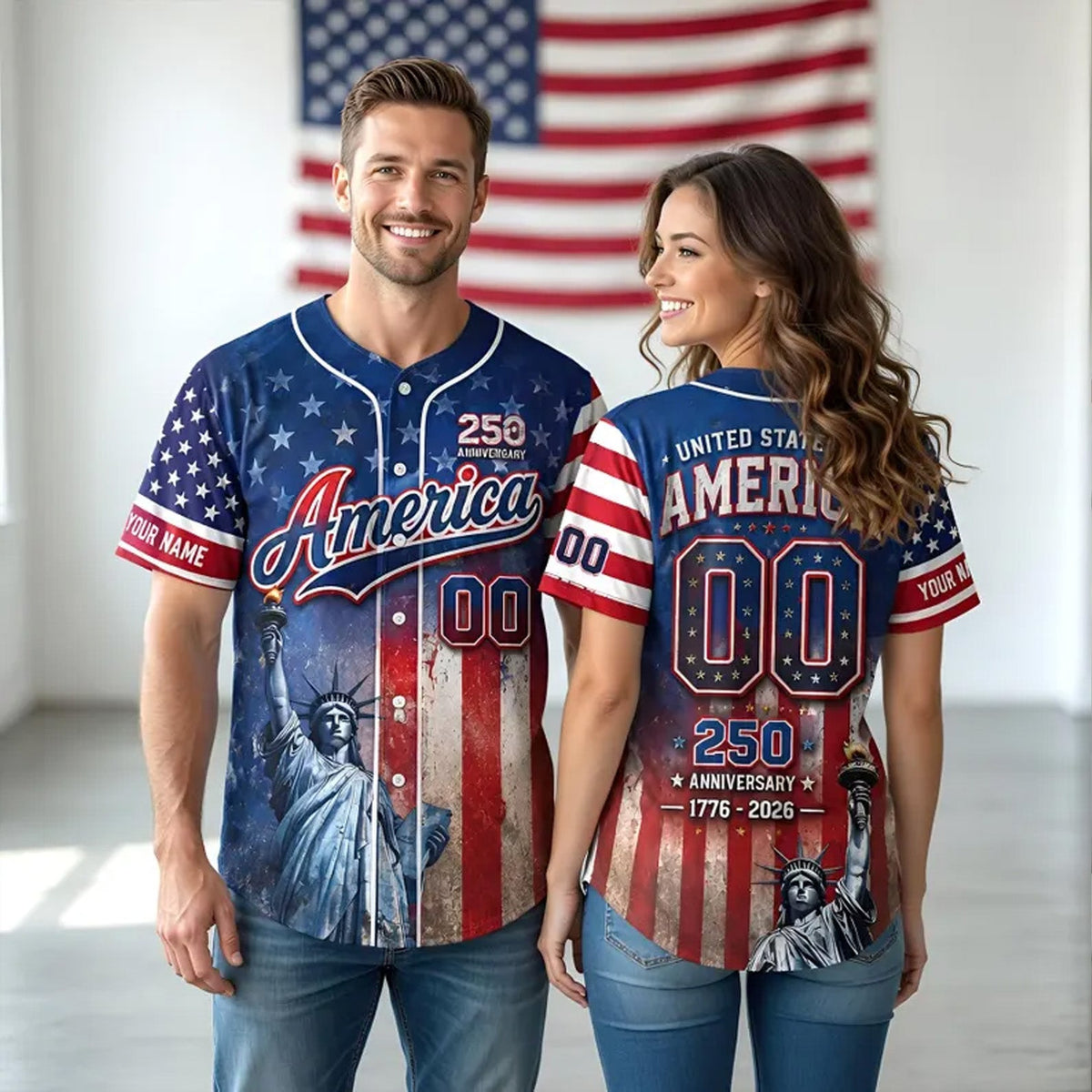 United States Of America 250 Anniversary - Personalized Baseball Jersey - Gift For Patriots HN02