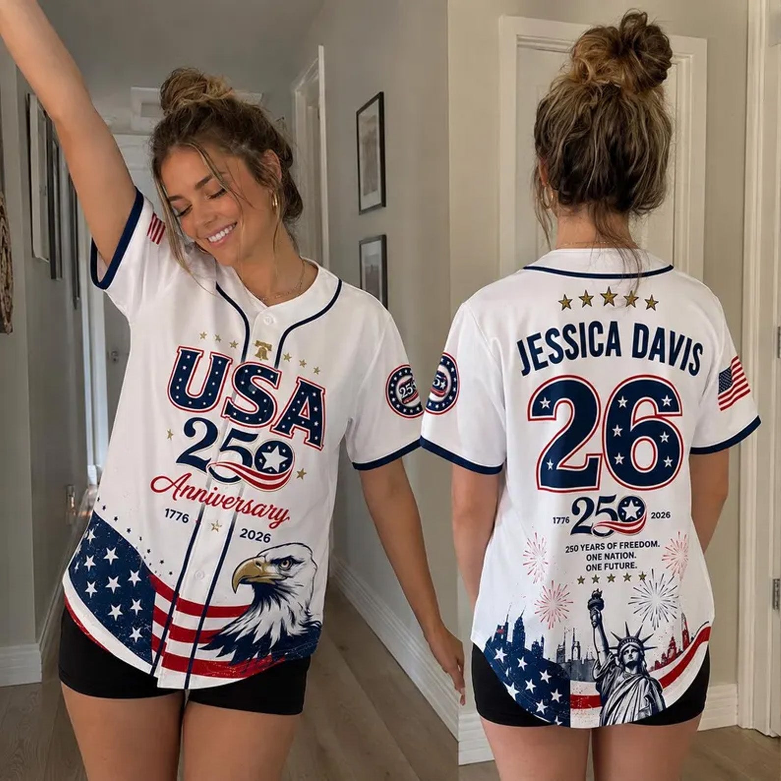 USA 250 Years Eagle Liberty - Personalized Baseball Jersey - Gift For Patriots HN02