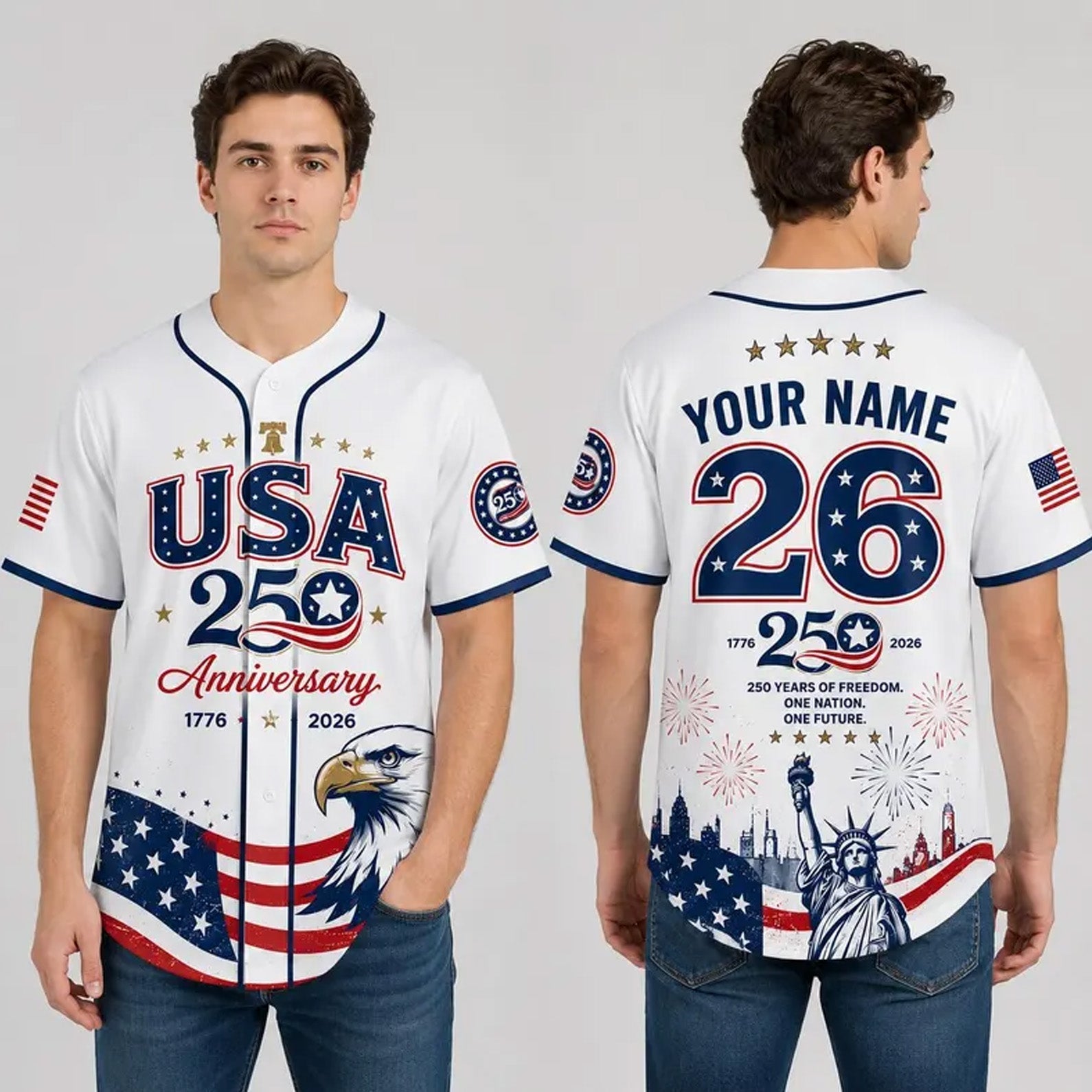 USA 250 Years Eagle Liberty - Personalized Baseball Jersey - Gift For Patriots HN02