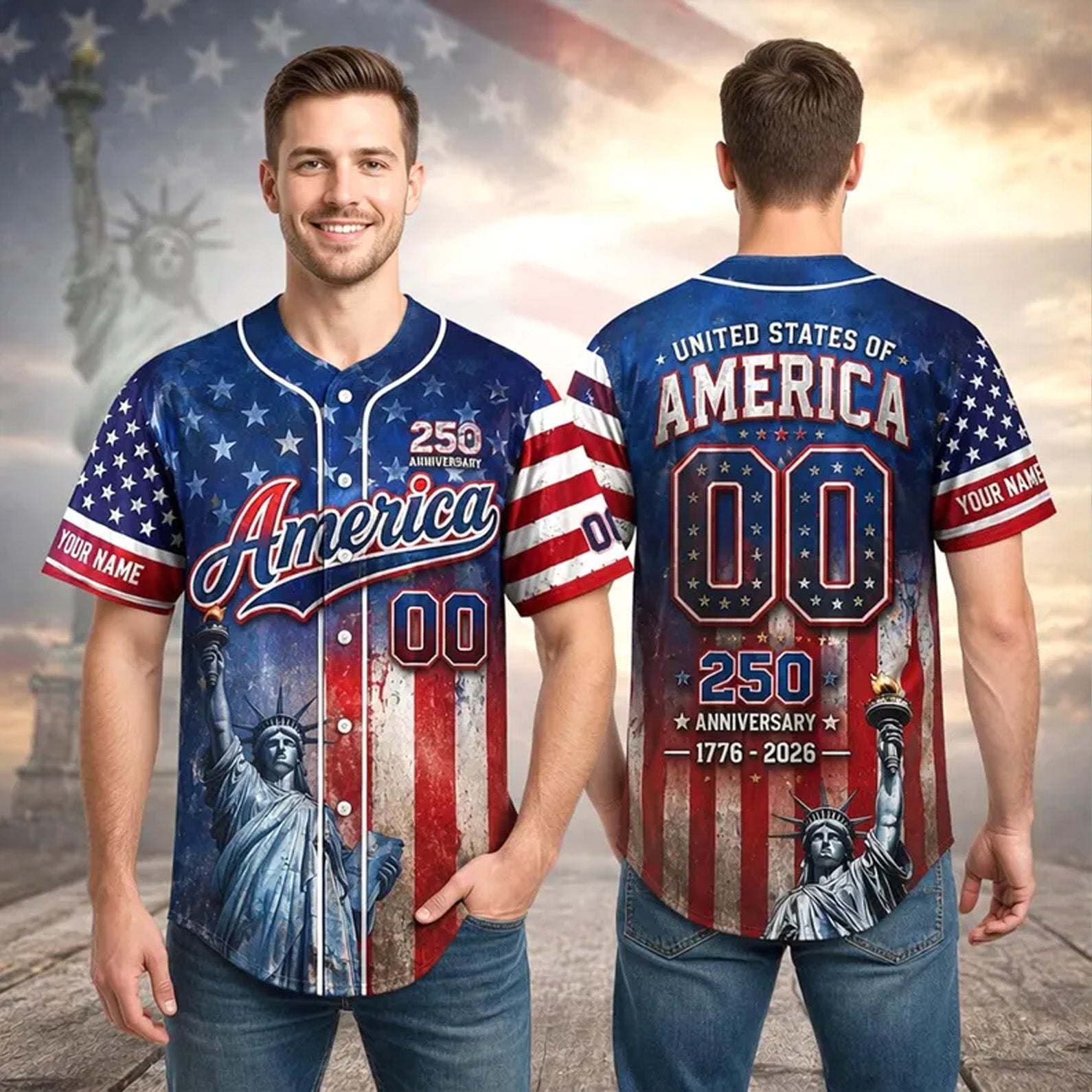 United States Of America 250 Anniversary - Personalized Baseball Jersey - Gift For Patriots HN02