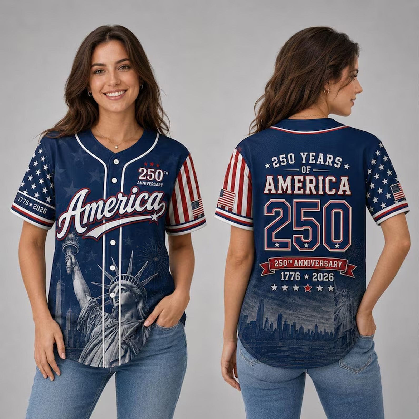 250 Years Of America Statue Of Liberty - Baseball Jersey - Gift For Patriots HN02