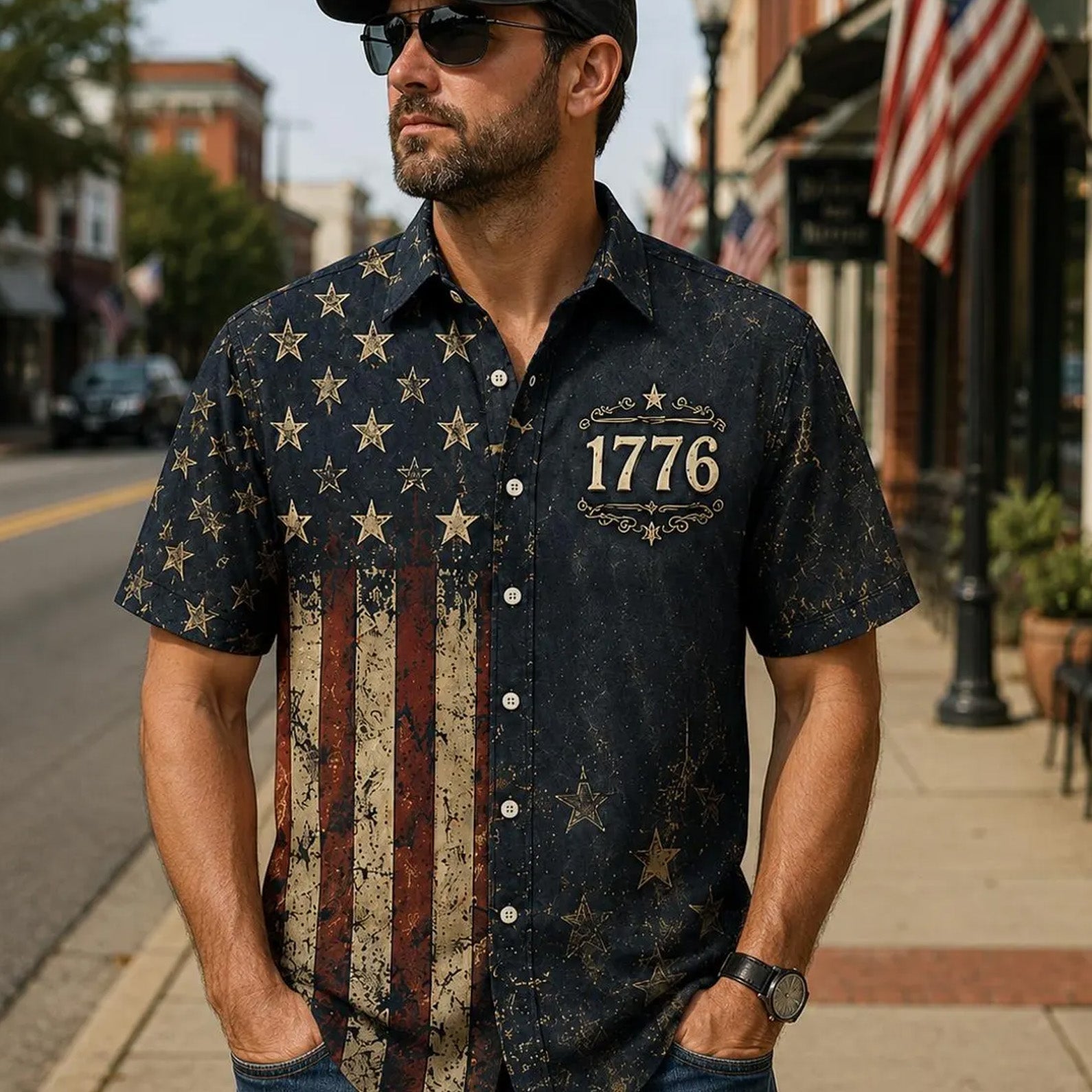 Vintage 250 Years American Flag Hawaiian Shirt, 1776–2026 Patriotic Eagle Shirt, USA Freedom AOP Hawaii Shirt 685261 - image 4