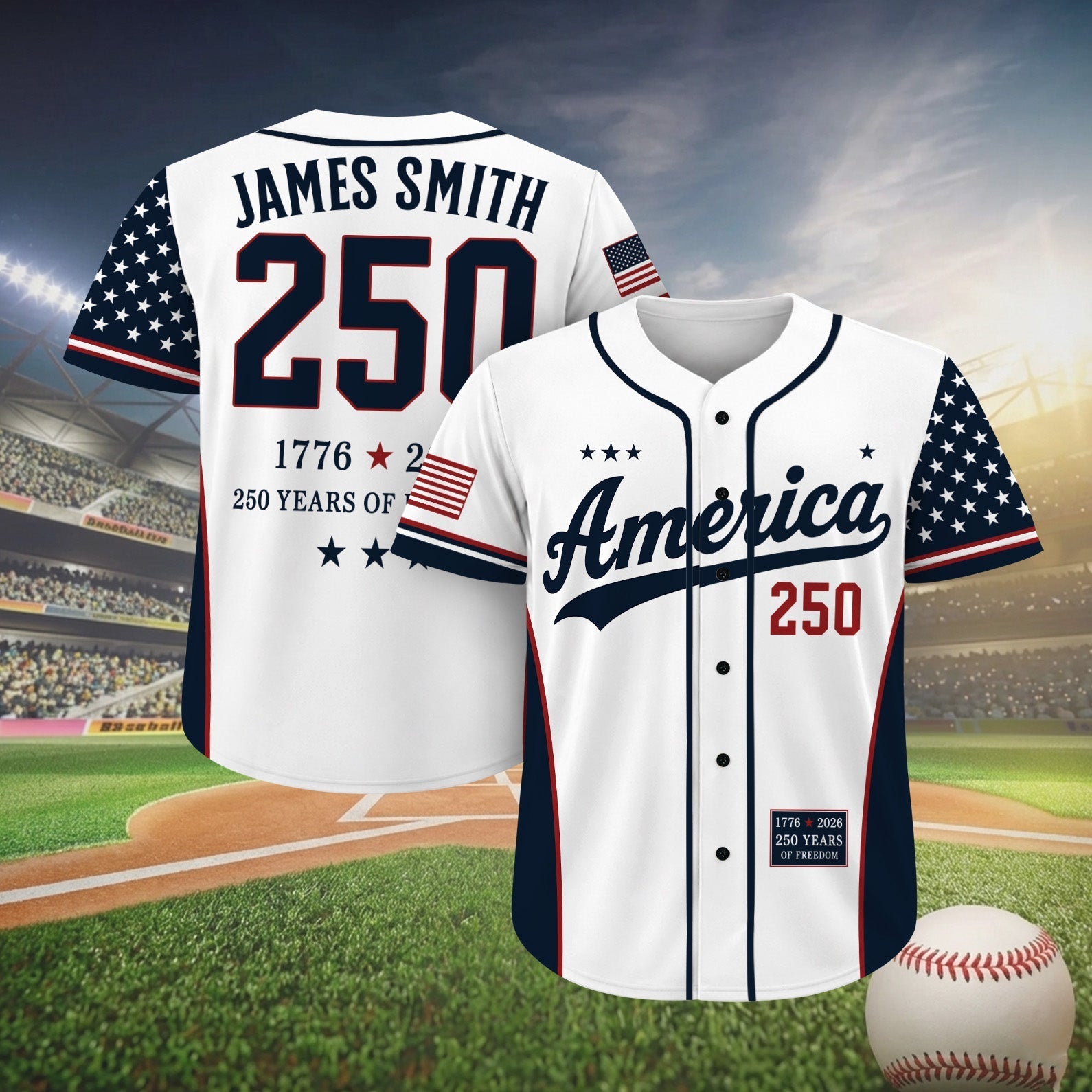 Custom Name Number Patriotic 4th of July - Personalized Baseball Jersey - Gift For Patriots