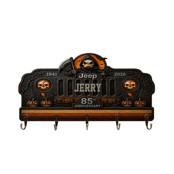 Jeep Grim Reaper Halloween 85th Anniversary Personalized Wooden Key Holder-DN2808261105