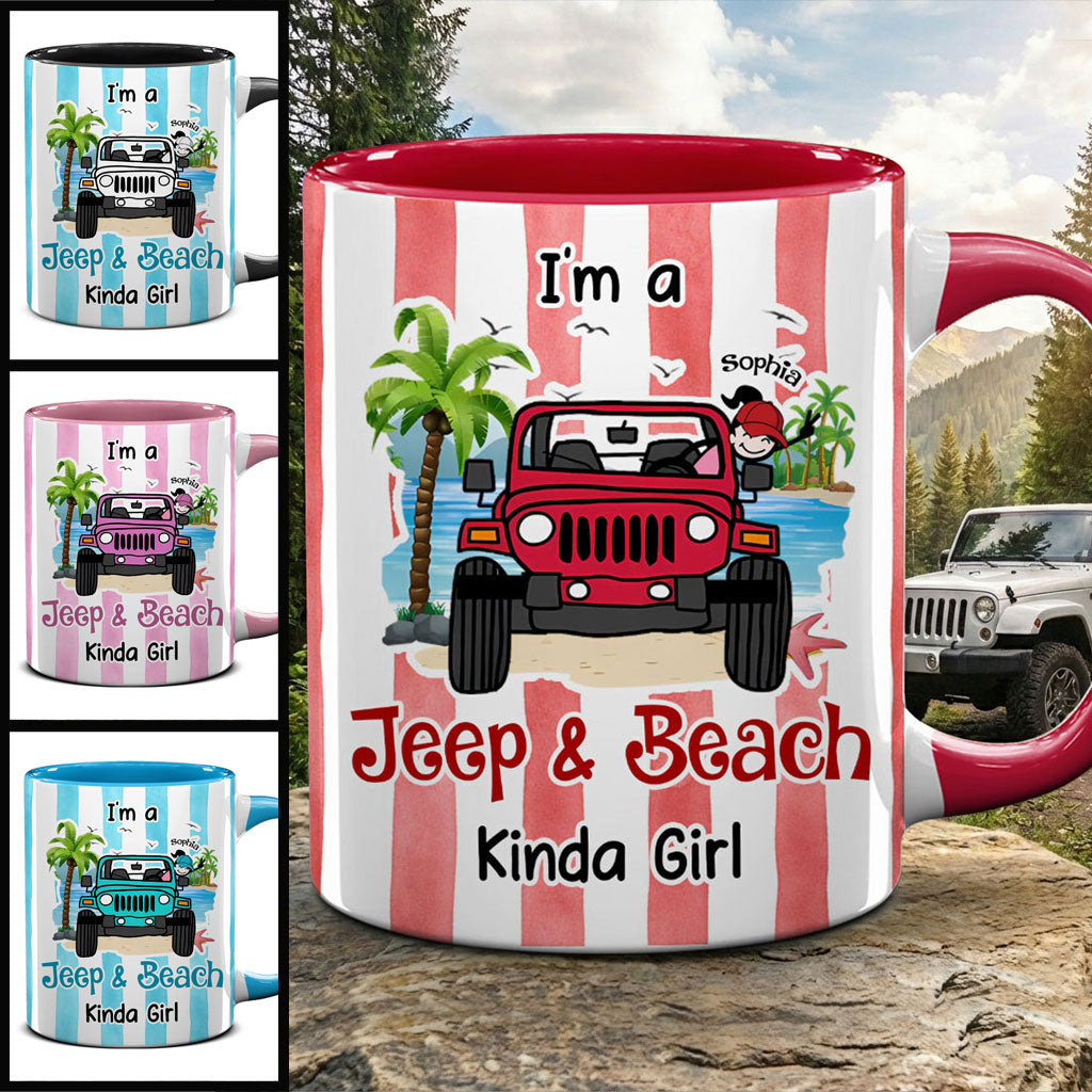 Personalized I'm A Jeep & Beach Kinda Girl Coffee Accent Mug DN1408261645