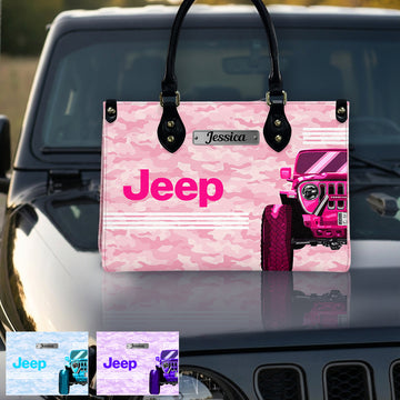 Personalized Jeep Girl Camo Zipper Leather Handbag TN2407261605