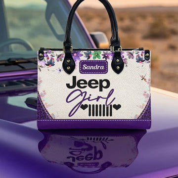 Personalized Jeep Girl Heart Grille Leather Handbag