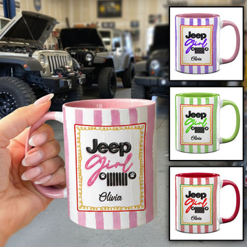 Personalized Jeep Girl Grille Dog Paws Coffee Accent Mug DN1408261647
