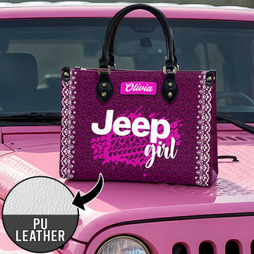 Personalized Jeep Girl Tire Tracks Leather Handbag TN2407261603