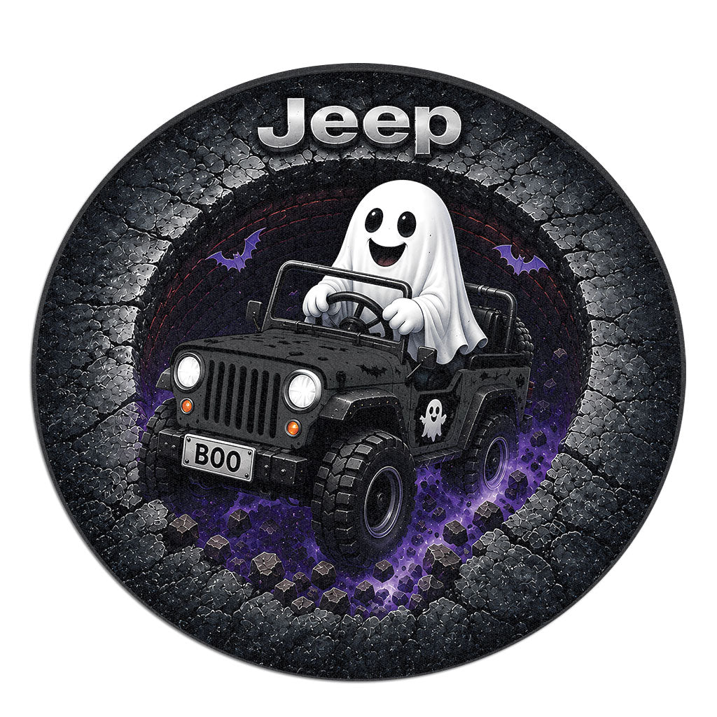 Jeep Halloween Ghost 3D Illusion Round Rug-DN2808261040