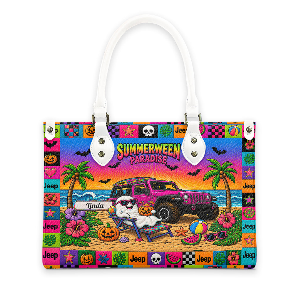 Jeep Summerween Paradise Ghost Beach Personalized Leather Handbag-DN2808261127