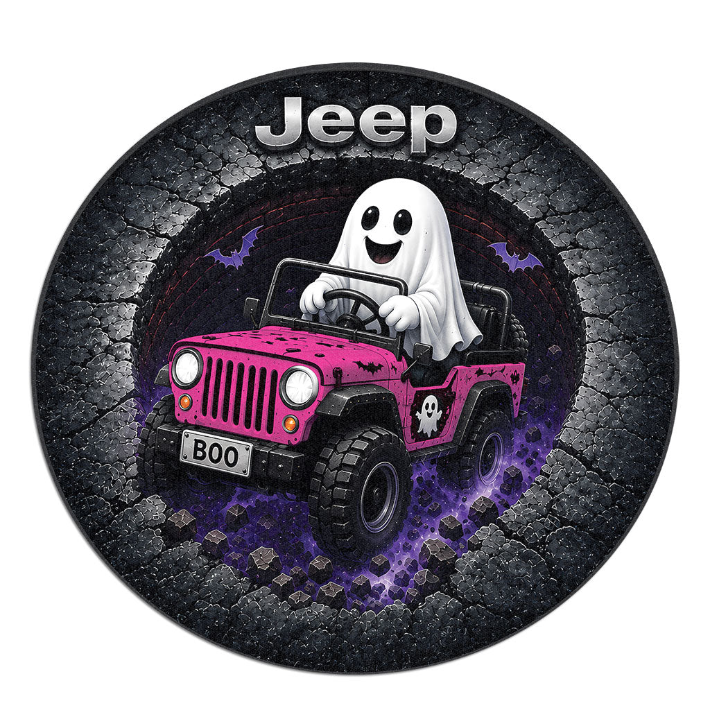 Jeep Halloween Ghost 3D Illusion Round Rug-DN2808261040